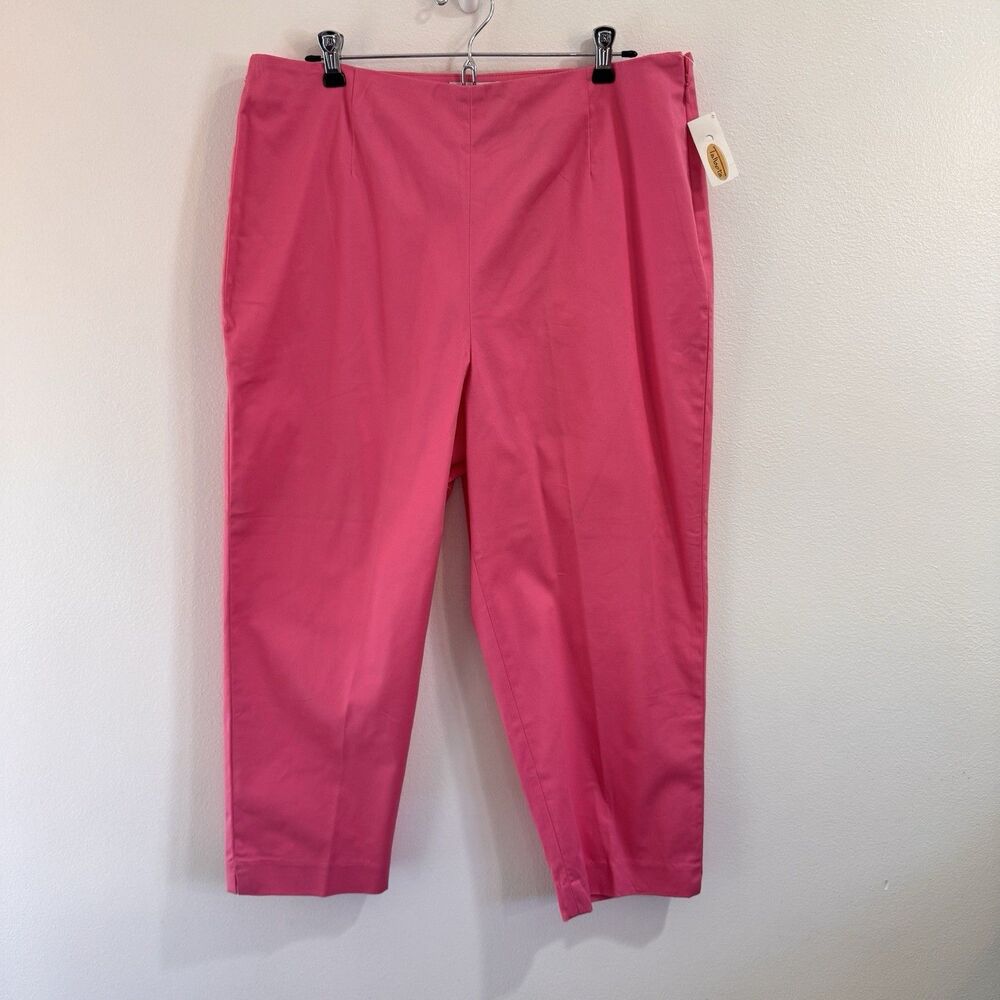 NWT Talbots Pants 16 Hot Pink Straight Leg Crop Cotton Stretch High Rise Preppy
